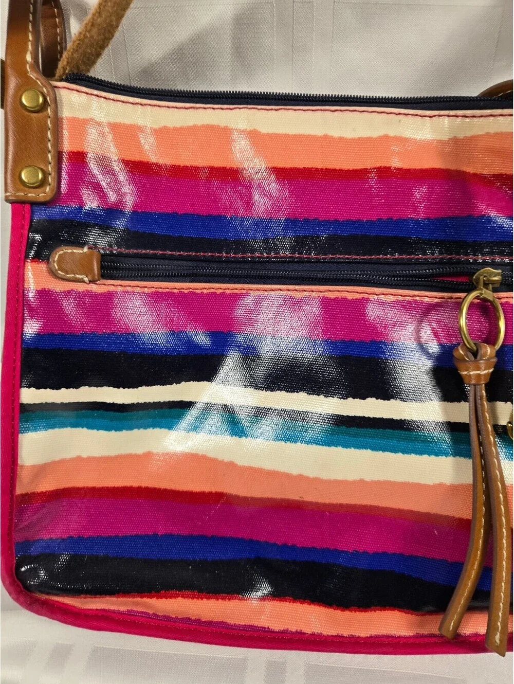 VTg Fossil Multi-Stripe Crossbody Set w/ NWT Coin Purse